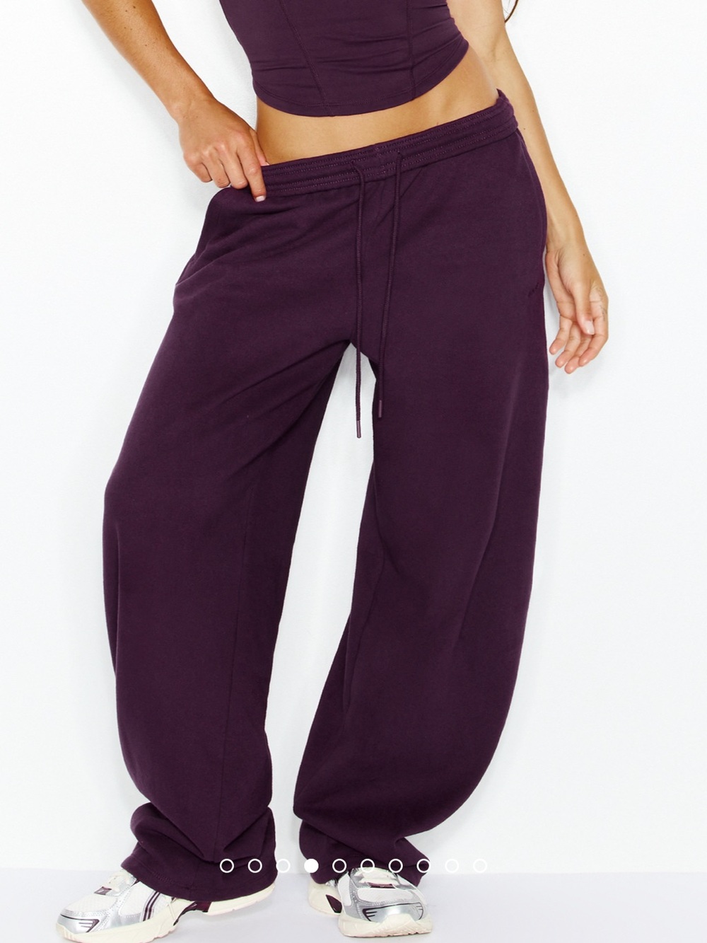 Garage Ultra Fleece Barrel Leg Sweatpants in Wild Berry Maroon - Picture 2 of 6